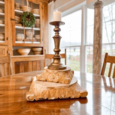Found Carved Wood Pillar Base