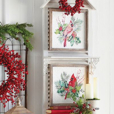 Framed Cardinal Wall Art Set of 2