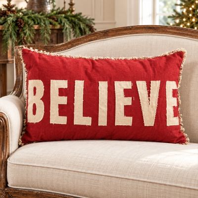 Frayed Trim Believe Pillow