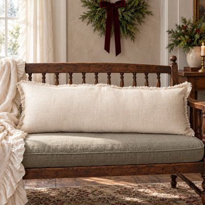 Fringed Linen Large Lumbar Pillow