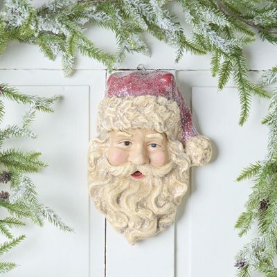 Frosted Heirloom Santa Face Wall Decor