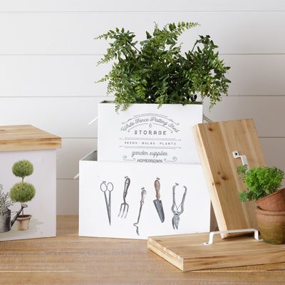 Garden Theme Metal Storage Container Set of 3