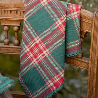 Gathered Christmas Green Plaid Napkins Set of 4