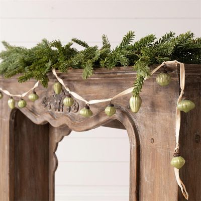 Gathered Green Glass Ornament Garland