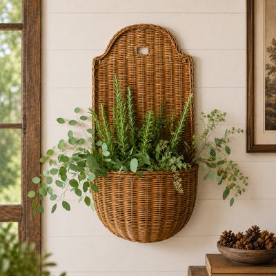Gathered Grove Rattan Wall Basket
