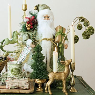 Gilded Christmas Reindeer Taper Holder