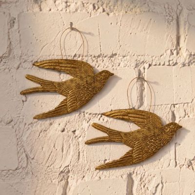 Gilded Garden Bird Ornament 11 Inch Set of 2