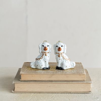 Gilded Grace Staffordshire Dog Ornaments Set of 2