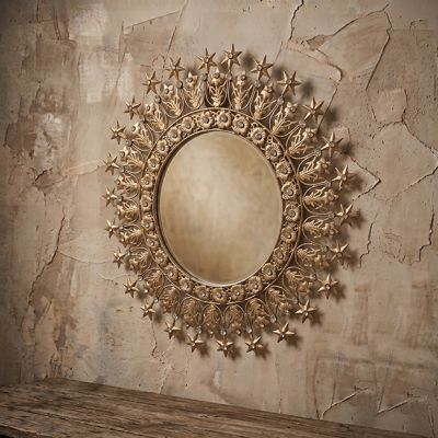 Gilded Star Garland Mirror 11 Inch Round