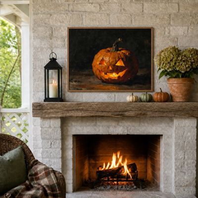 Glowing Jack O Lantern Framed Wall Decor