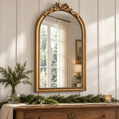 Gold Bow Top Arched Wall Mirror