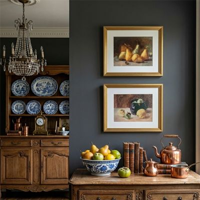 Gold Framed Fruit Prints Set of 2