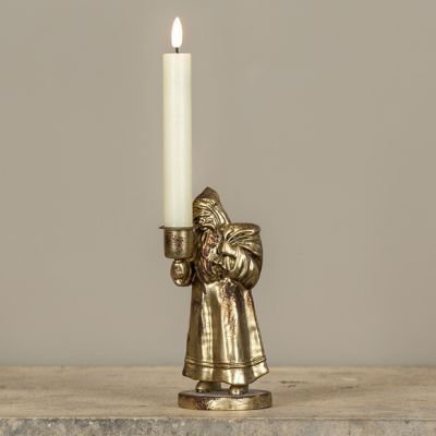 Gold Santa Taper Candle Holder