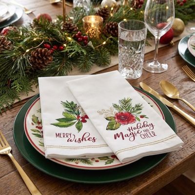 Gold Stitched Holiday Dish Towel