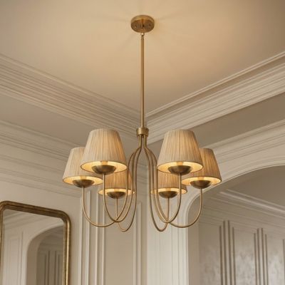 Golden Curves Raffia Shade Chandelier