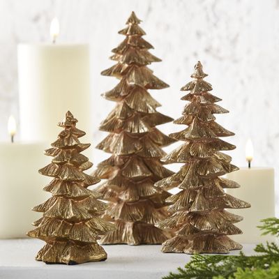 Gorgeous Gold Glittered Trees Set of 3