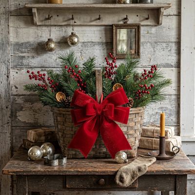 Grand Noel Red Velvet Bow Ornament 13 Inch