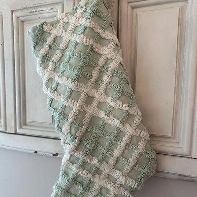 Green Chenille Patterned Christmas Stocking