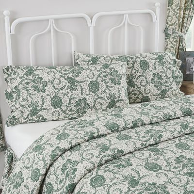 Green Country Floral Pillow Case Set of 2