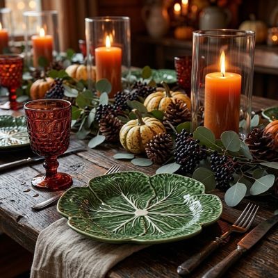 Green Glazed Garden Cabbage Dinner Plate