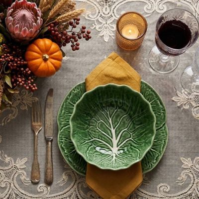 Green Glazed Garden Cabbage Soup Bowl
