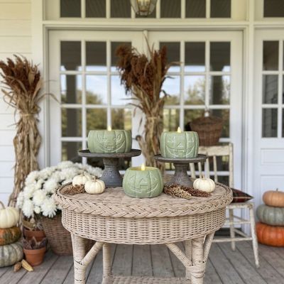 Green Jack O Lantern Flameless Candle