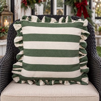 Green Striped Accent Pillow