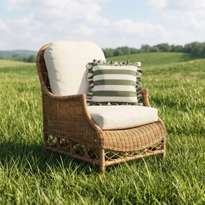 Green Striped Accent Pillow