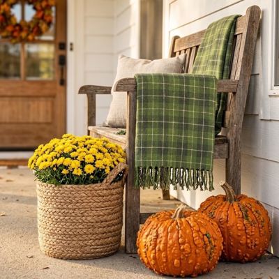Green Tartan Fringed Throw Blanket