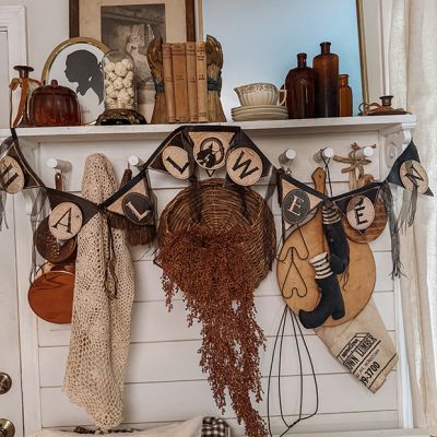 Halloween Paper and Fabric Pennant Banner