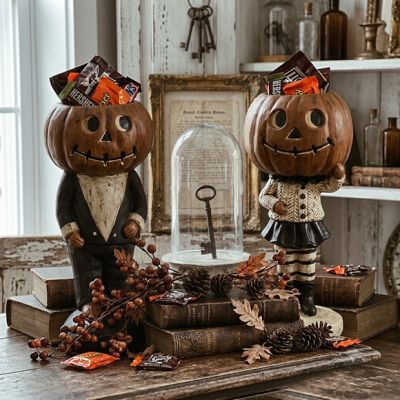 Halloween Pumpkin Couple Candy Dish