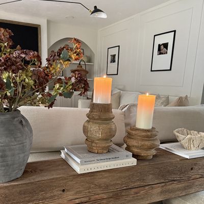 Hand Carved Column Candle Stand