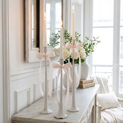 Hand Forged White Candle Holders Set of 3