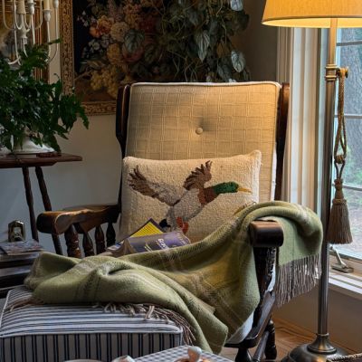 Hand Hooked Mallard Throw Pillow