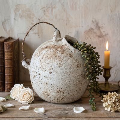 Hand Pulled Handled Decorative Ceramic Jug Vase