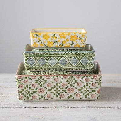 Hand Stamped Baking Dish Set of 3