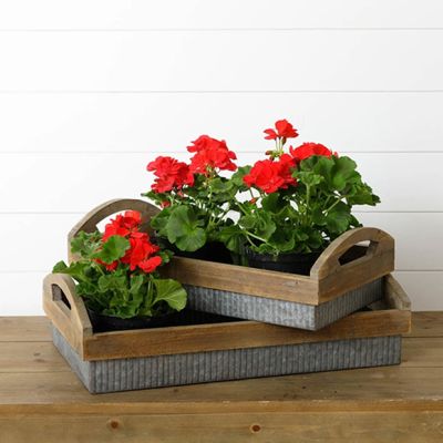 Handled Decorative Farmhouse Trays Set of 2