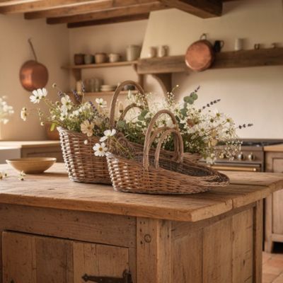 Handled Flower Basket Collection Set of 3