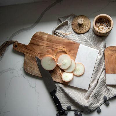 Handled Wood and Marble Serving Board 18 Inch