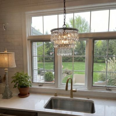 Hanging Crystals Tiered Chandelier | SHIPS FREE