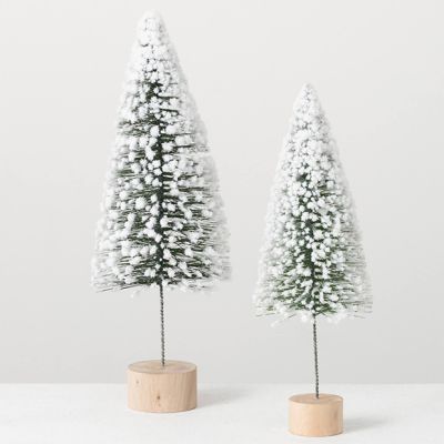 Heavily Flocked Bottle Brush Tree Set of 2
