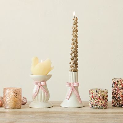 Heirloom Bow Fluted Candle Holder One of Each