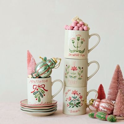 Heirloom Christmas Stoneware Mugs Set of 4