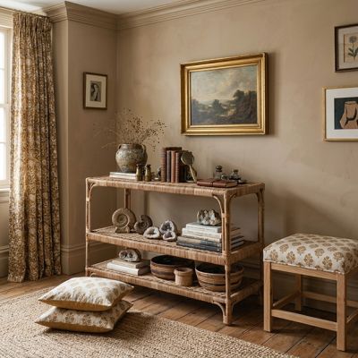 Heirloom Cottage Woven Rattan Console