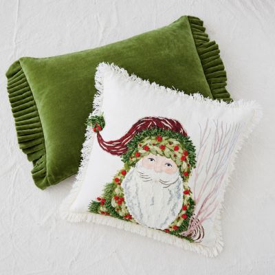 Heirloom Holiday Fringed Santa Accent Pillow