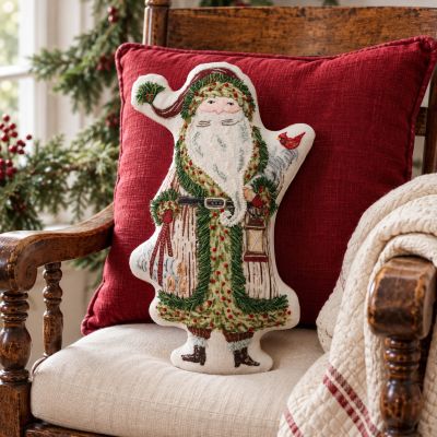 Heirloom Holiday Santa Shaped Accent Pillow