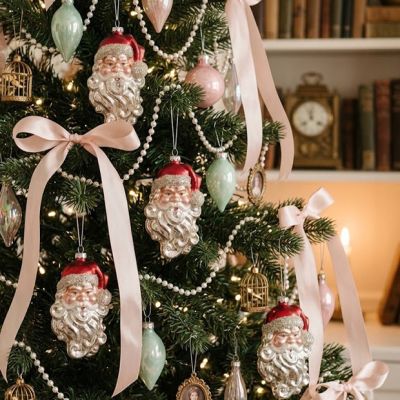 Heirloom Santa Mercury Glass Ornament Set of 4