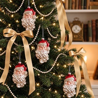Heirloom Santa Mercury Glass Ornament Set of 4
