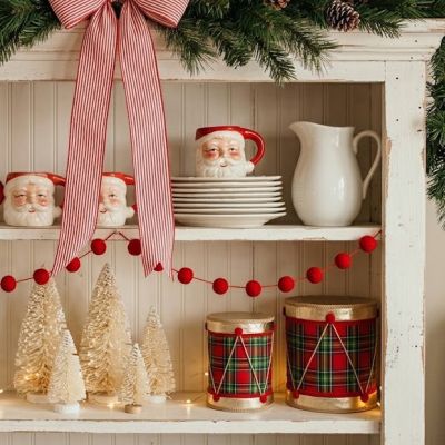 Heritage Holiday Plaid Drum Figurines Set of 2
