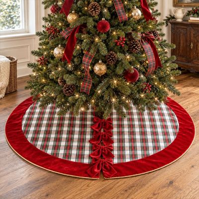 Holiday Noel White Plaid Tree Skirt